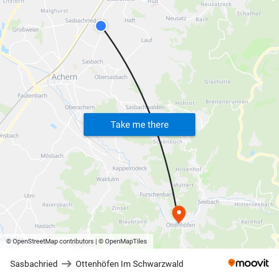 Sasbachried to Ottenhöfen Im Schwarzwald map