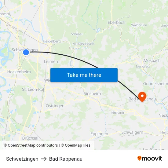 Schwetzingen to Bad Rappenau map