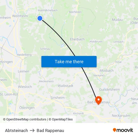 Abtsteinach to Bad Rappenau map
