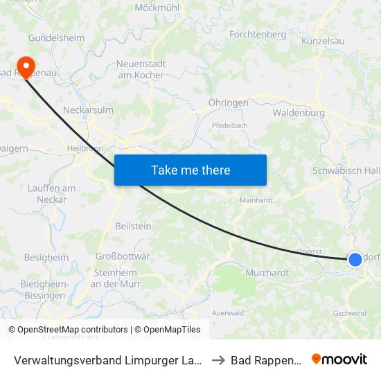 Verwaltungsverband Limpurger Land to Bad Rappenau map