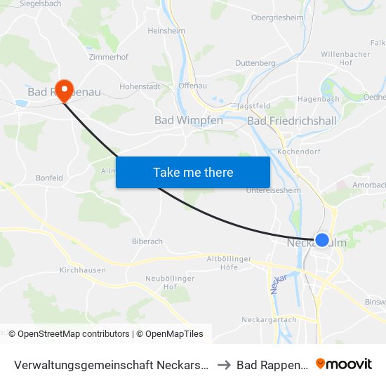 Verwaltungsgemeinschaft Neckarsulm to Bad Rappenau map