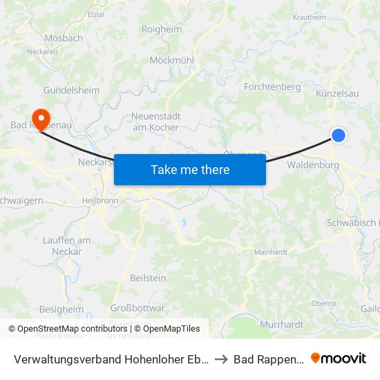 Verwaltungsverband Hohenloher Ebene to Bad Rappenau map