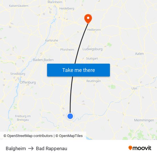 Balgheim to Bad Rappenau map