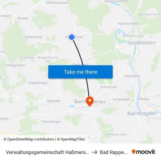 Verwaltungsgemeinschaft Haßmersheim to Bad Rappenau map