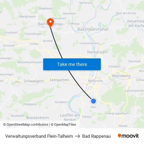 Verwaltungsverband Flein-Talheim to Bad Rappenau map