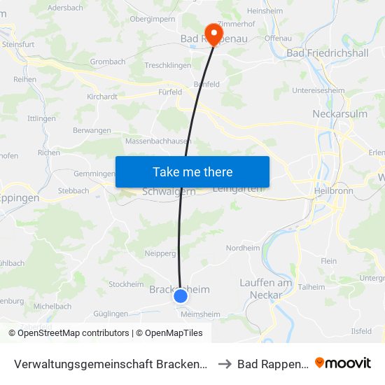 Verwaltungsgemeinschaft Brackenheim to Bad Rappenau map