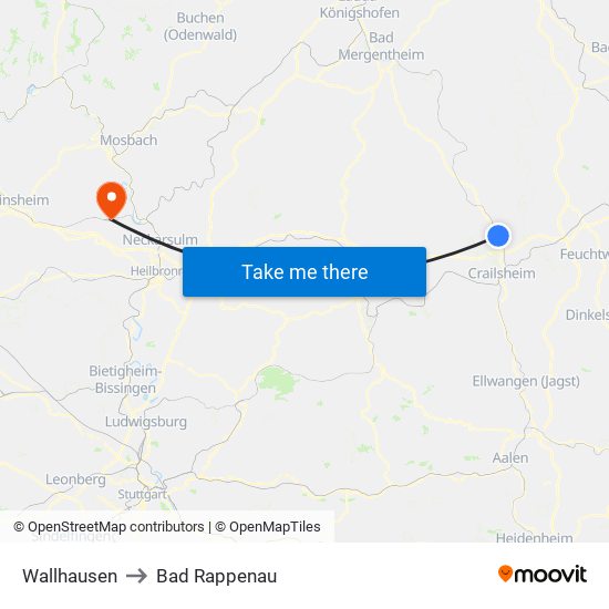 Wallhausen to Bad Rappenau map