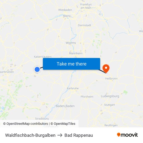 Waldfischbach-Burgalben to Bad Rappenau map