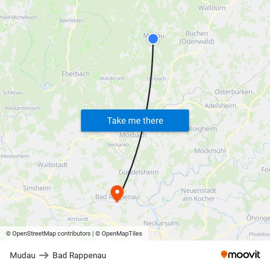 Mudau to Bad Rappenau map