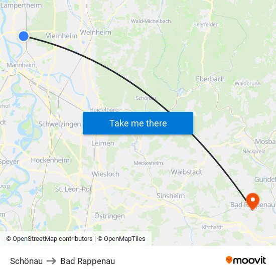 Schönau to Bad Rappenau map