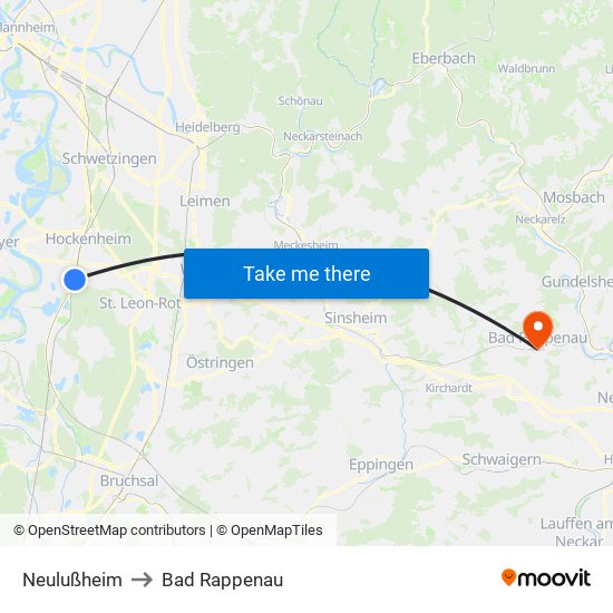 Neulußheim to Bad Rappenau map