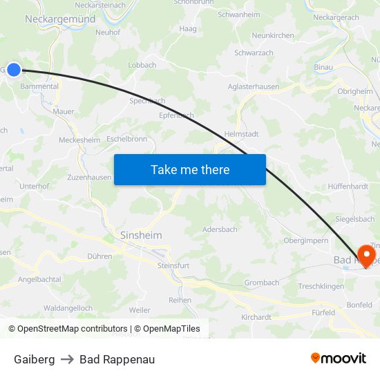 Gaiberg to Bad Rappenau map