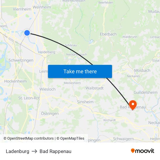 Ladenburg to Bad Rappenau map