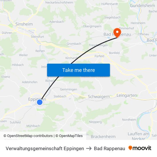 Verwaltungsgemeinschaft Eppingen to Bad Rappenau map