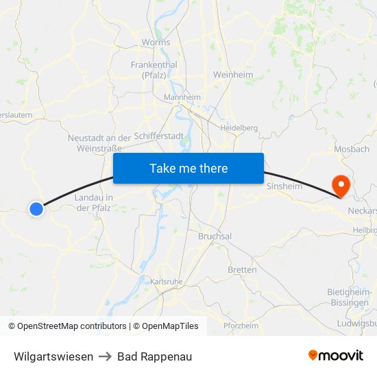 Wilgartswiesen to Bad Rappenau map