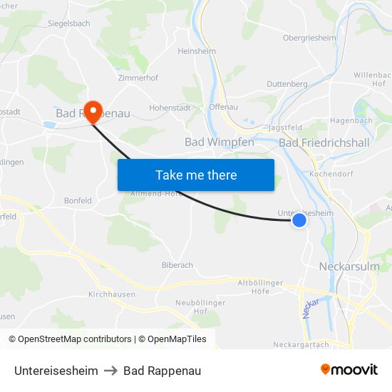Untereisesheim to Bad Rappenau map