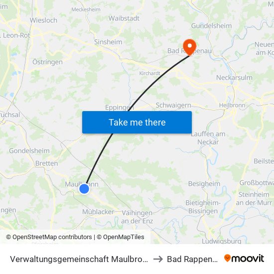 Verwaltungsgemeinschaft Maulbronn to Bad Rappenau map