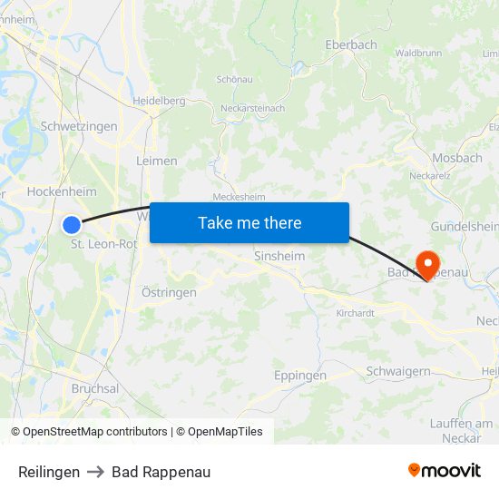 Reilingen to Bad Rappenau map