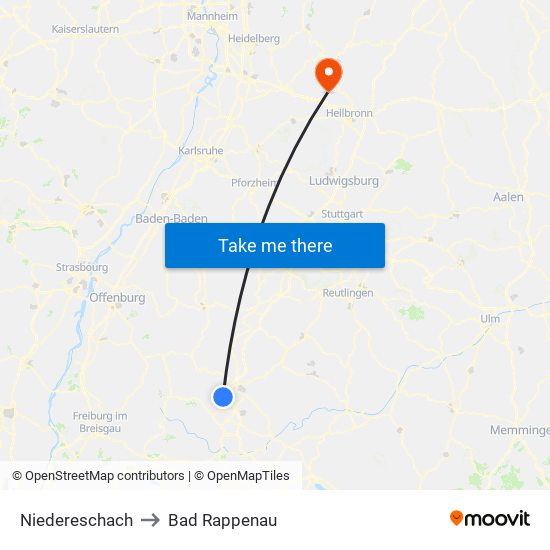 Niedereschach to Bad Rappenau map