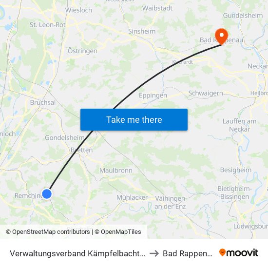 Verwaltungsverband Kämpfelbachtal to Bad Rappenau map