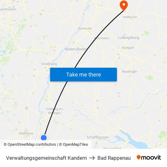 Verwaltungsgemeinschaft Kandern to Bad Rappenau map