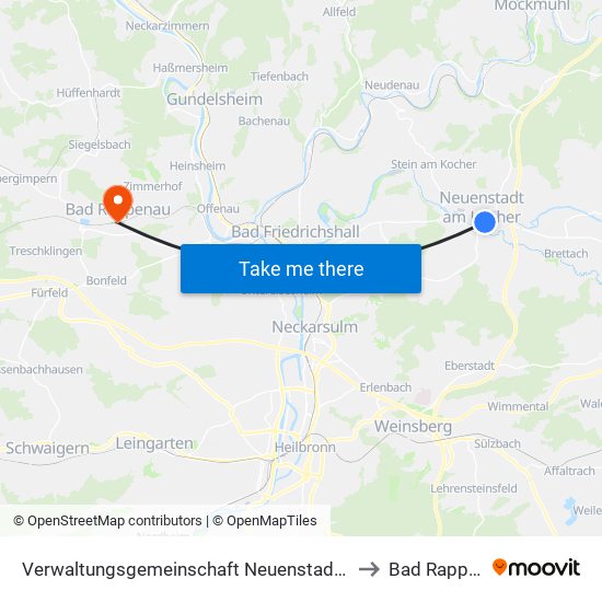 Verwaltungsgemeinschaft Neuenstadt am Kocher to Bad Rappenau map
