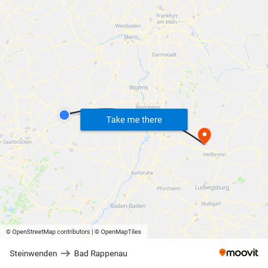 Steinwenden to Bad Rappenau map