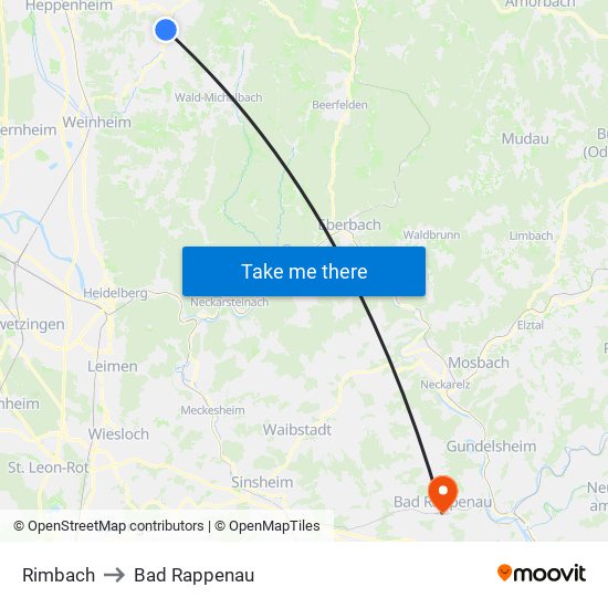 Rimbach to Bad Rappenau map