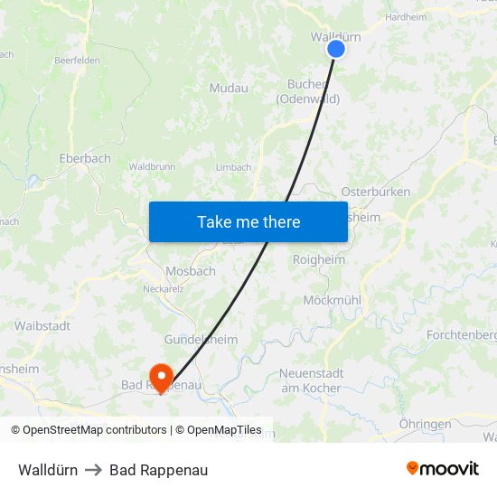 Walldürn to Bad Rappenau map
