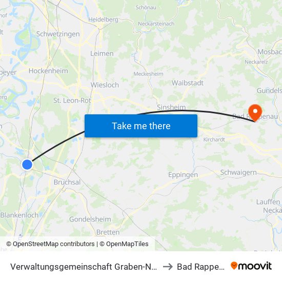 Verwaltungsgemeinschaft Graben-Neudorf to Bad Rappenau map