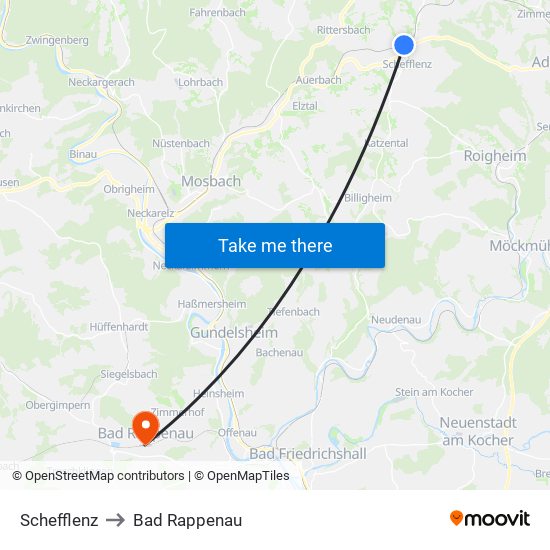 Schefflenz to Bad Rappenau map