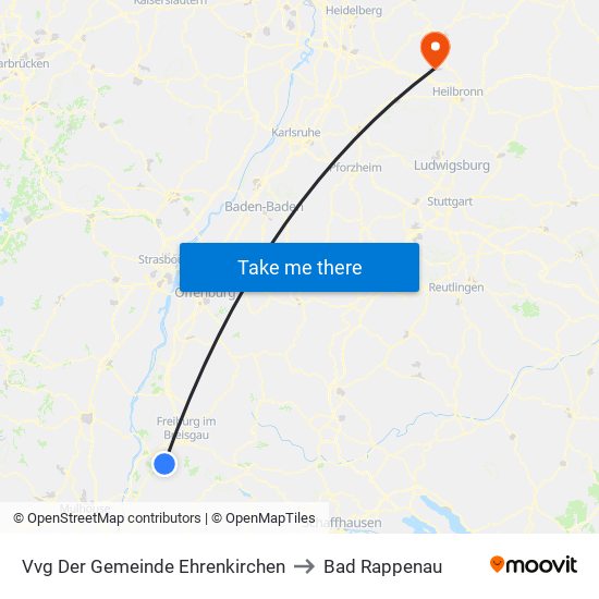 Vvg Der Gemeinde Ehrenkirchen to Bad Rappenau map