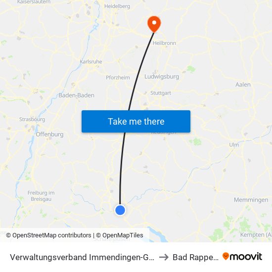 Verwaltungsverband Immendingen-Geisingen to Bad Rappenau map