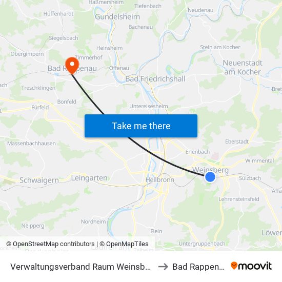 Verwaltungsverband Raum Weinsberg to Bad Rappenau map