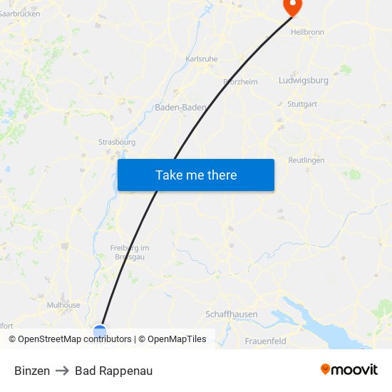 Binzen to Bad Rappenau map
