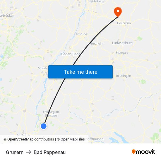 Grunern to Bad Rappenau map