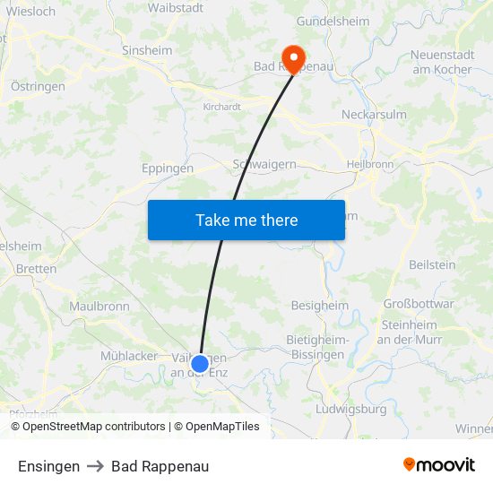 Ensingen to Bad Rappenau map
