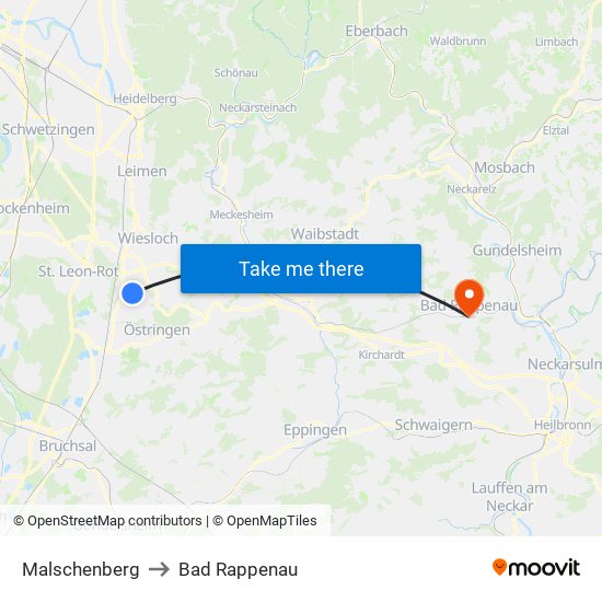 Malschenberg to Bad Rappenau map