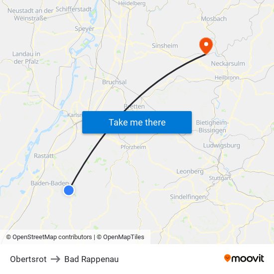 Obertsrot to Bad Rappenau map