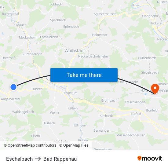 Eschelbach to Bad Rappenau map