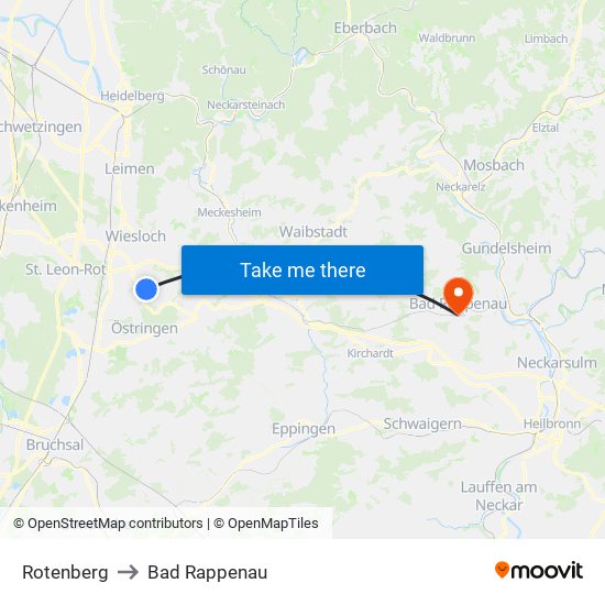 Rotenberg to Bad Rappenau map
