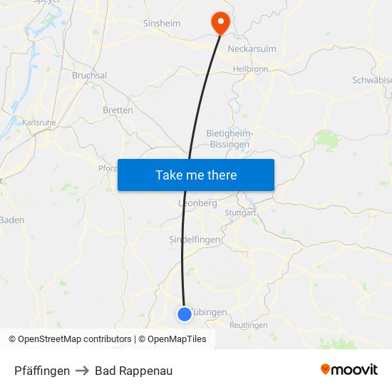 Pfäffingen to Bad Rappenau map