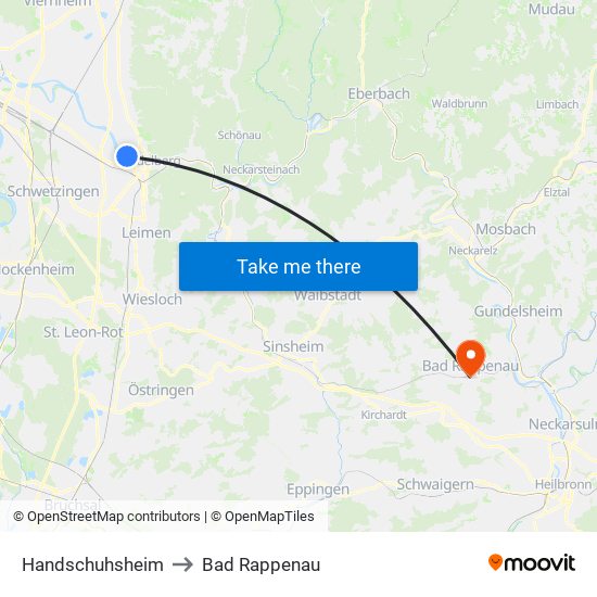 Handschuhsheim to Bad Rappenau map