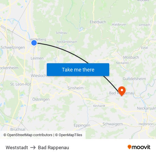 Weststadt to Bad Rappenau map