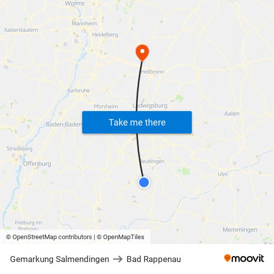 Gemarkung Salmendingen to Bad Rappenau map