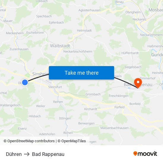 Dühren to Bad Rappenau map