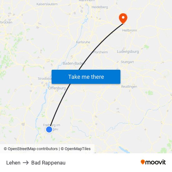Lehen to Bad Rappenau map