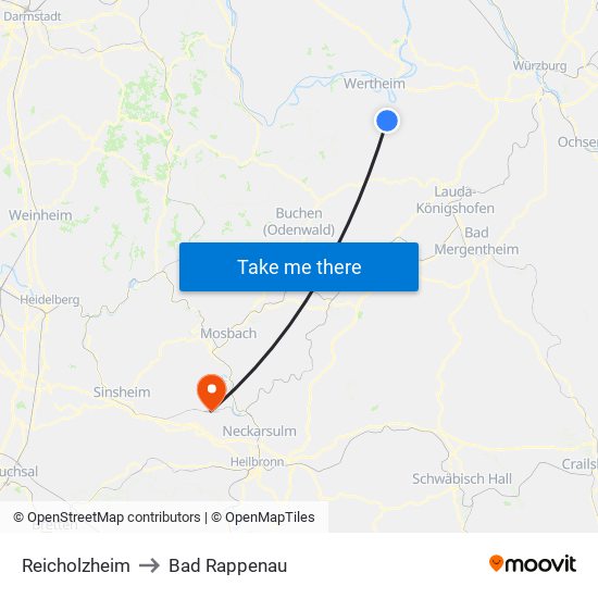 Reicholzheim to Bad Rappenau map