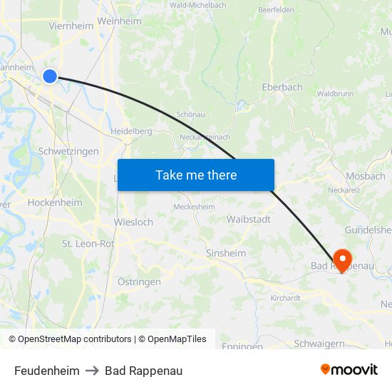 Feudenheim to Bad Rappenau map