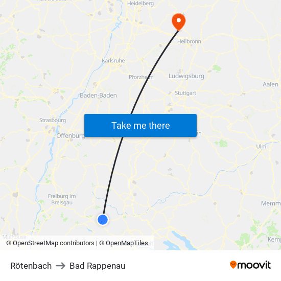 Rötenbach to Bad Rappenau map